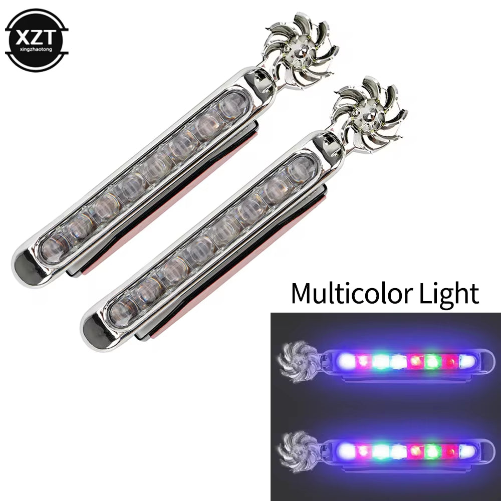 Stylish & Eco-Friendly: 2Pcs Wind Power LED Daytime Running Lights with Rotating Fan