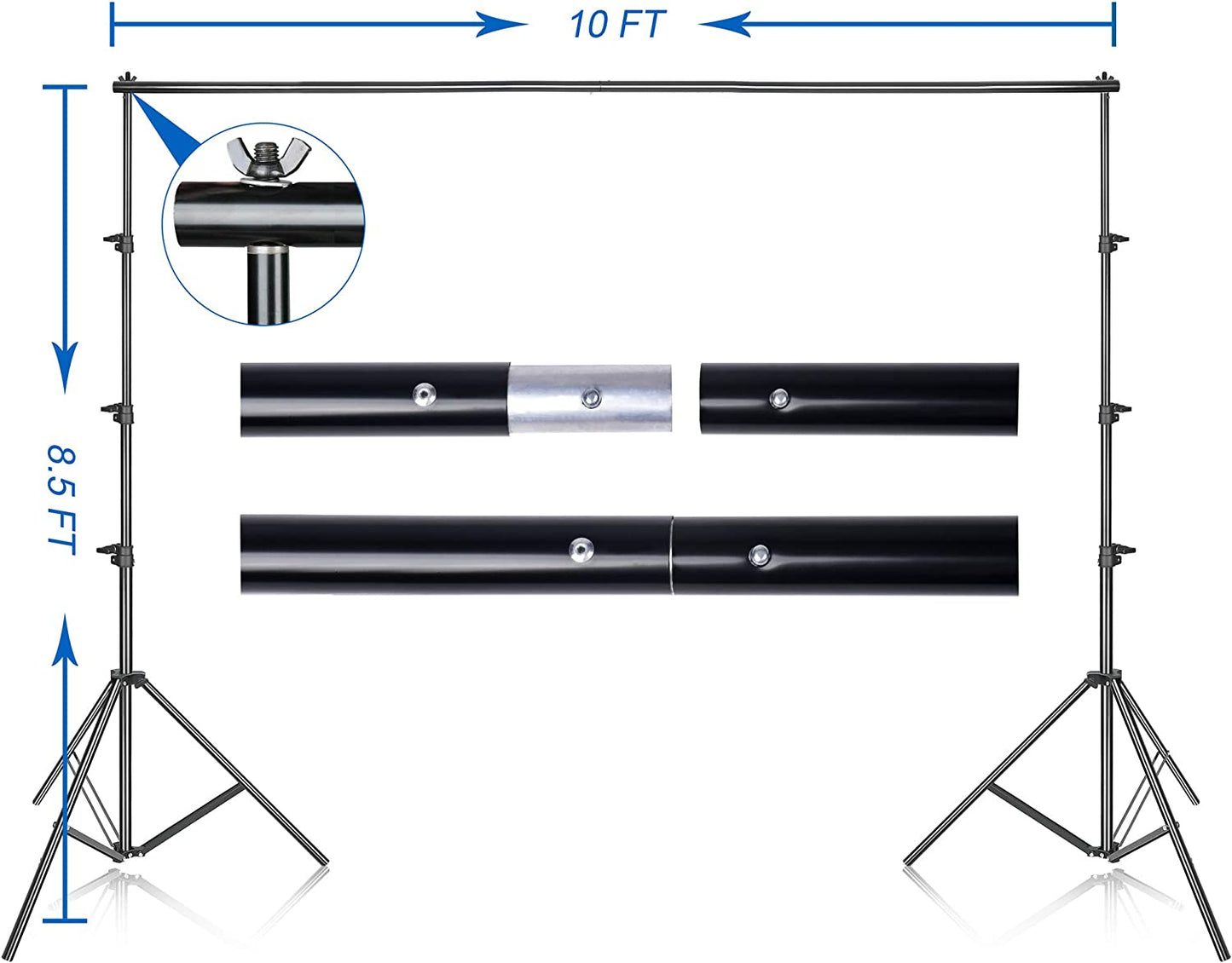 Professional Photography Background Support System: 8.5x10ft Stand & 10x12ft Green Screen