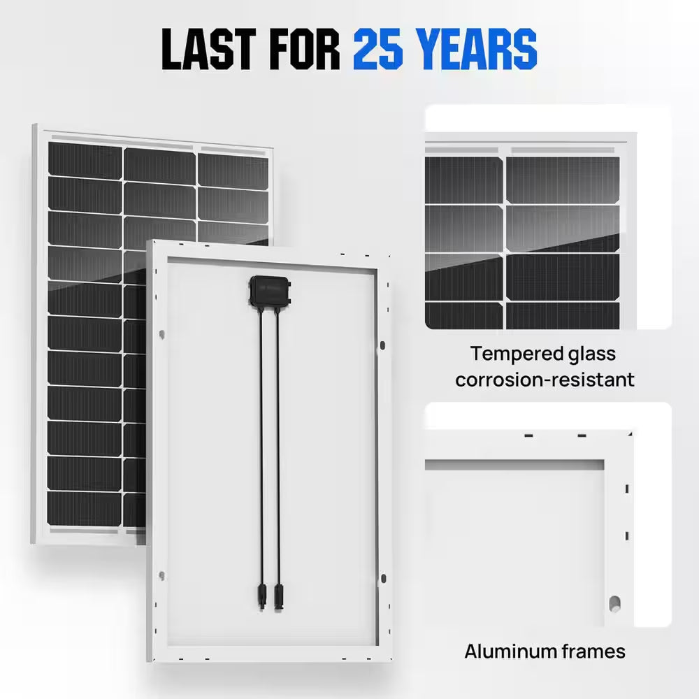 100-Watt Solar Panel 12-Volt Monocrystalline Single Panel High Efficiency Module for RV, Marine Boat, Caravan