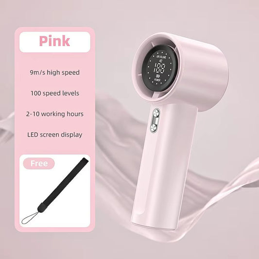 Handheld Small Fan Usb Charging 100 Levels Digital Display Rechargeable High-Speed Handheld Turbo Portable Violent Fan