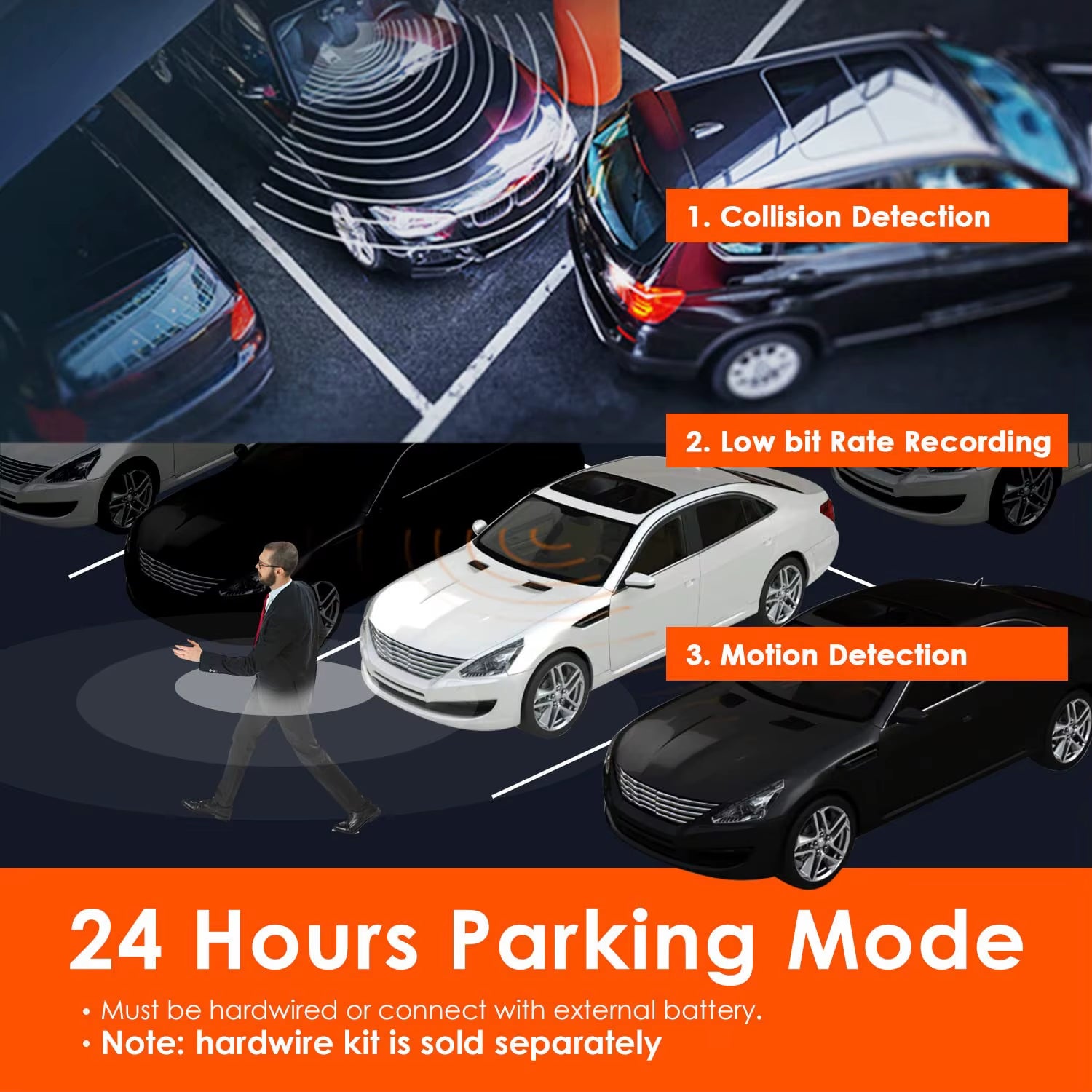 N4 3 Channel 4K Dashcam 4K+1080P Front and Rear Dash Camera IR Night Vision 24 Hours Parking Mode Support 256GB Max