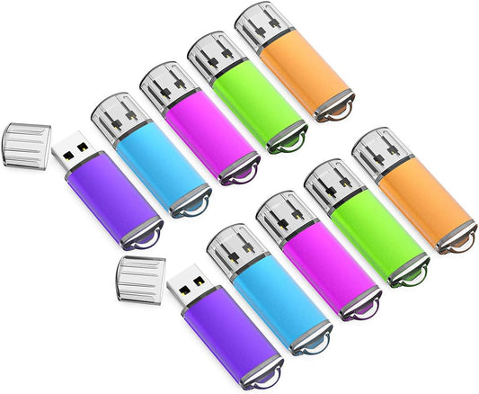 10 Pack 32GB USB 2.0 Flash Drives: Mixed Colors - Reliable Thumb Drives for Data Storage