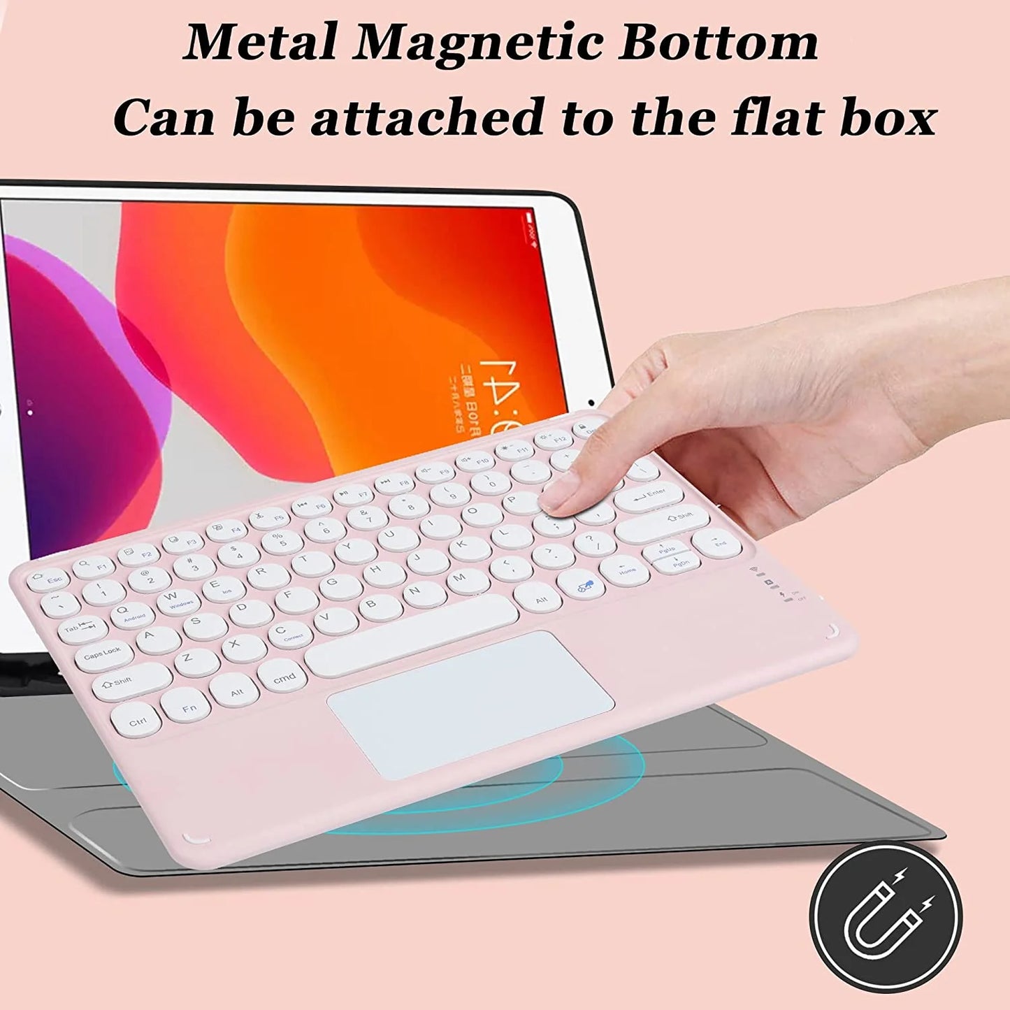 Wireless Bluetooth Keyboard with Touchpad for Ipad, Portable Mini Small Universal Rechargeable 10 Inch Ultra-Slim Wireless Keyboard for Tablet Smartphone PC Computer Laptop Windows Android Ios