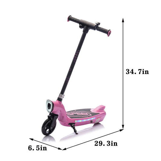 Kids Electric Scooter - 5.59-6.84 MPH, LED Lights, Rear Brake, Kickstand, Ages 6+