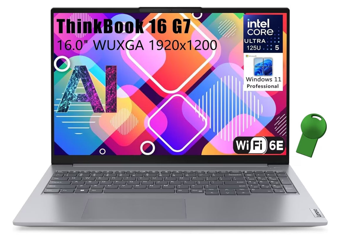 Thinkbook 16 G7 Ultra 5 Premium Laptop Computer Intel 12-Core 16" FHD 64GB DDR5 RAM, 1TB Pcie SSD Thunderbolt 4 Wifi 6E Win 11 Pro RJ45 NPU AI Experience Copilot Business Laptop