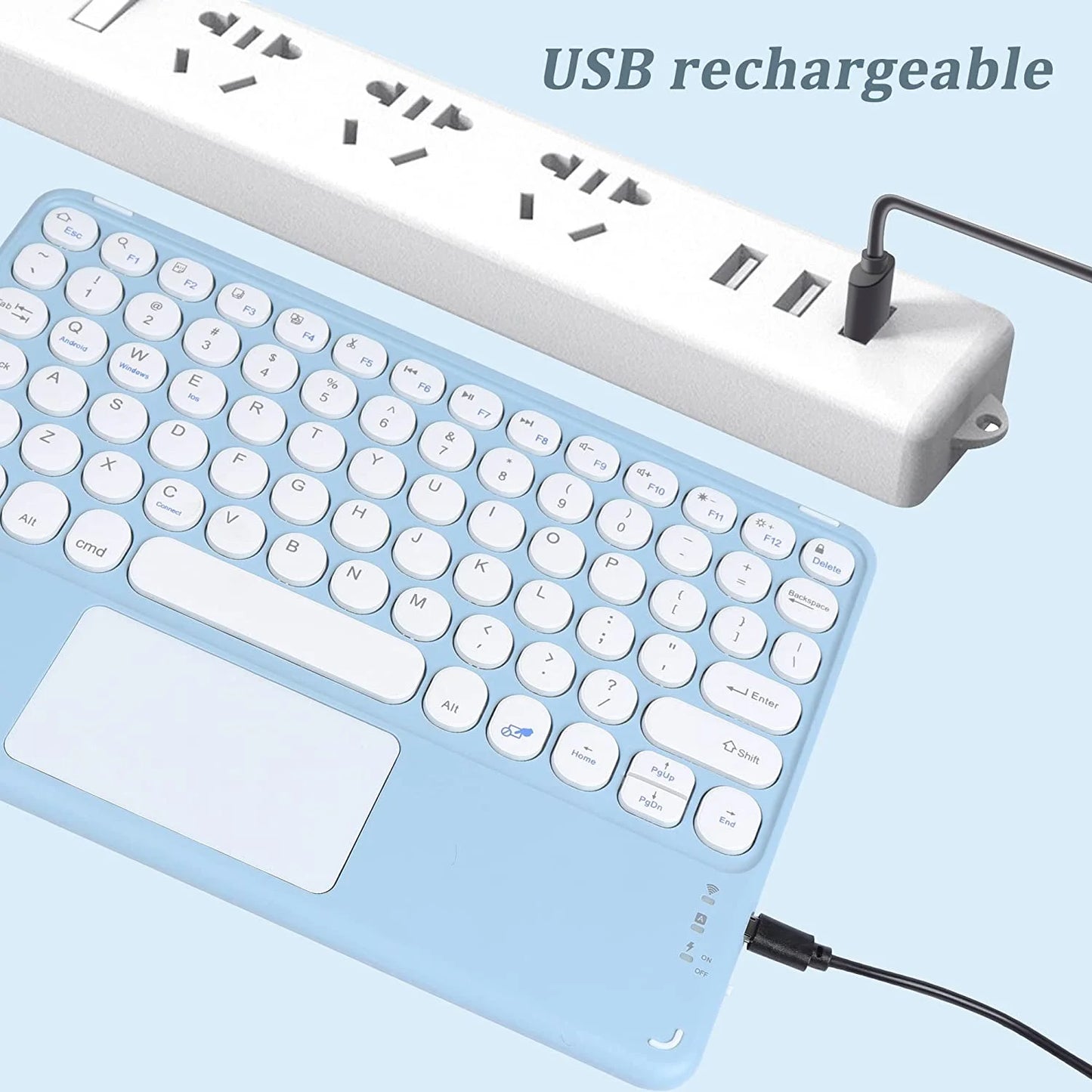 Wireless Bluetooth Keyboard with Touchpad for Ipad, Portable Mini Small Universal Rechargeable 10 Inch Ultra-Slim Wireless Keyboard for Tablet Smartphone PC Computer Laptop Windows Android Ios
