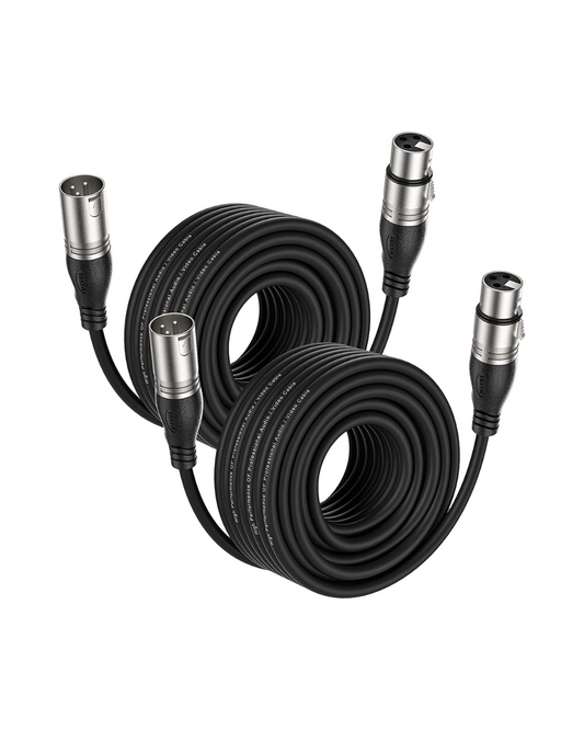 2-Pack 50ft XLR Balanced Microphone Cables - Premium 3-Pin Male to Female