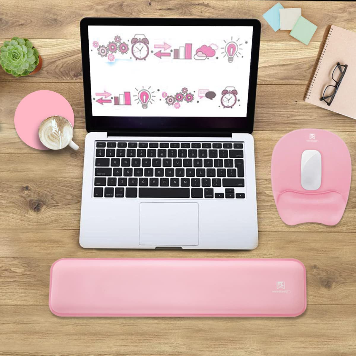 Ergonomic Memory Foam Wrist Rest Set: Pink, Keyboard & Mouse Support