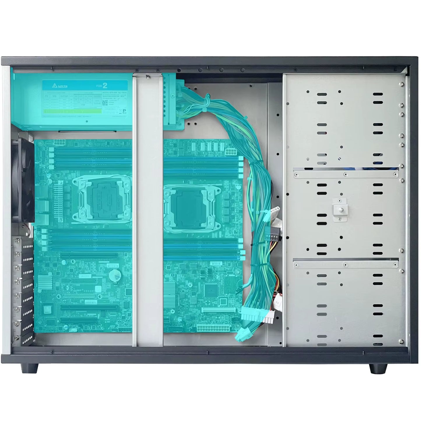 Support X99 Dual X79 Main Board Case Desktop Large Tank Water-Cooled Tower Server Chassis with 9 Optical Drive Spaces