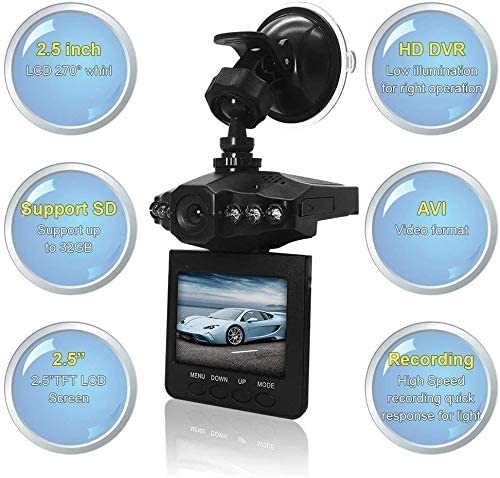 2.5" Wide Angle Car Dash Cam - HD Video Recording for Vehicle Safety