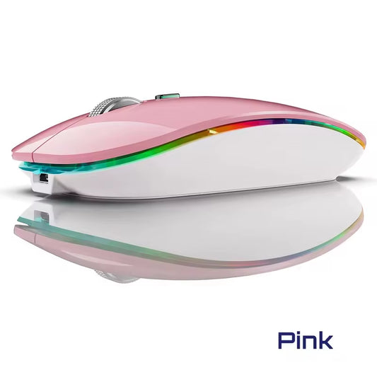 2.4G+Bluetooth Wireless Mouse Backlight Jiggler Mouse Rechargeable Silent Ergonomic Mice for Ipad Laptop Computer