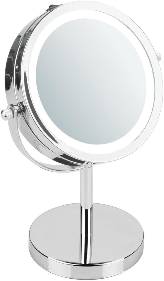 Idesign Lighted Free Standing Vanity Makeup Mirror for Bathroom Countertops - Chrome, 10" Inch