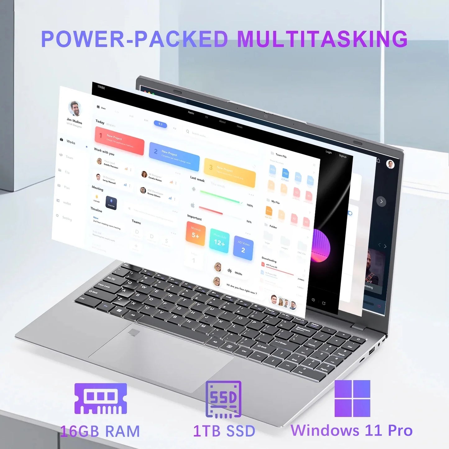 15.6" FHD Business & Student Laptop Computer, Intel Alder Lake N100, 16GB RAM, 1TB SSD, Win 11 Pro with Microsoft Office, Fingerprint, Wifi, Silver