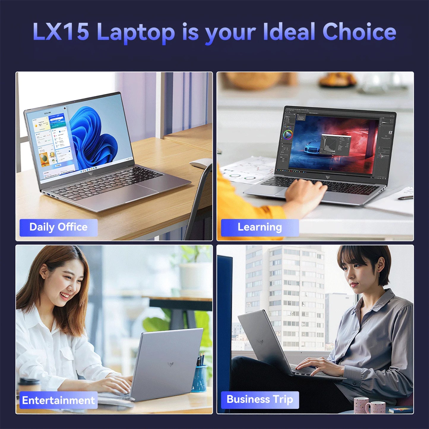 15.6 Inch Laptop 16GB DDR4 512GB SSD Intel Alder Lake N97 up to 3.6Ghz with Windows 11