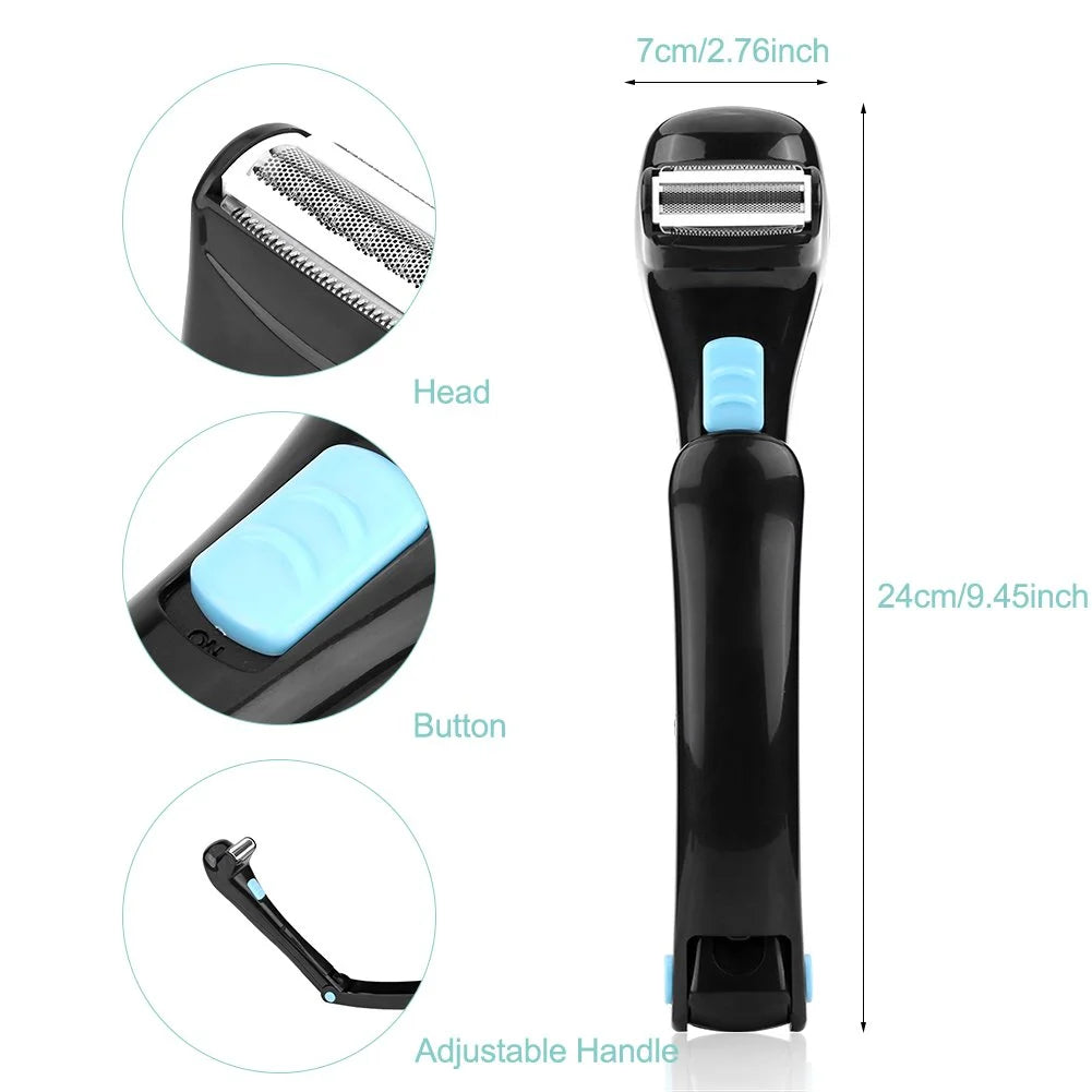 Men Electric Back Hair Shaver Depilation Manual Cordless Foldable Body Hair Trimmer Hair Removal Tool Shower