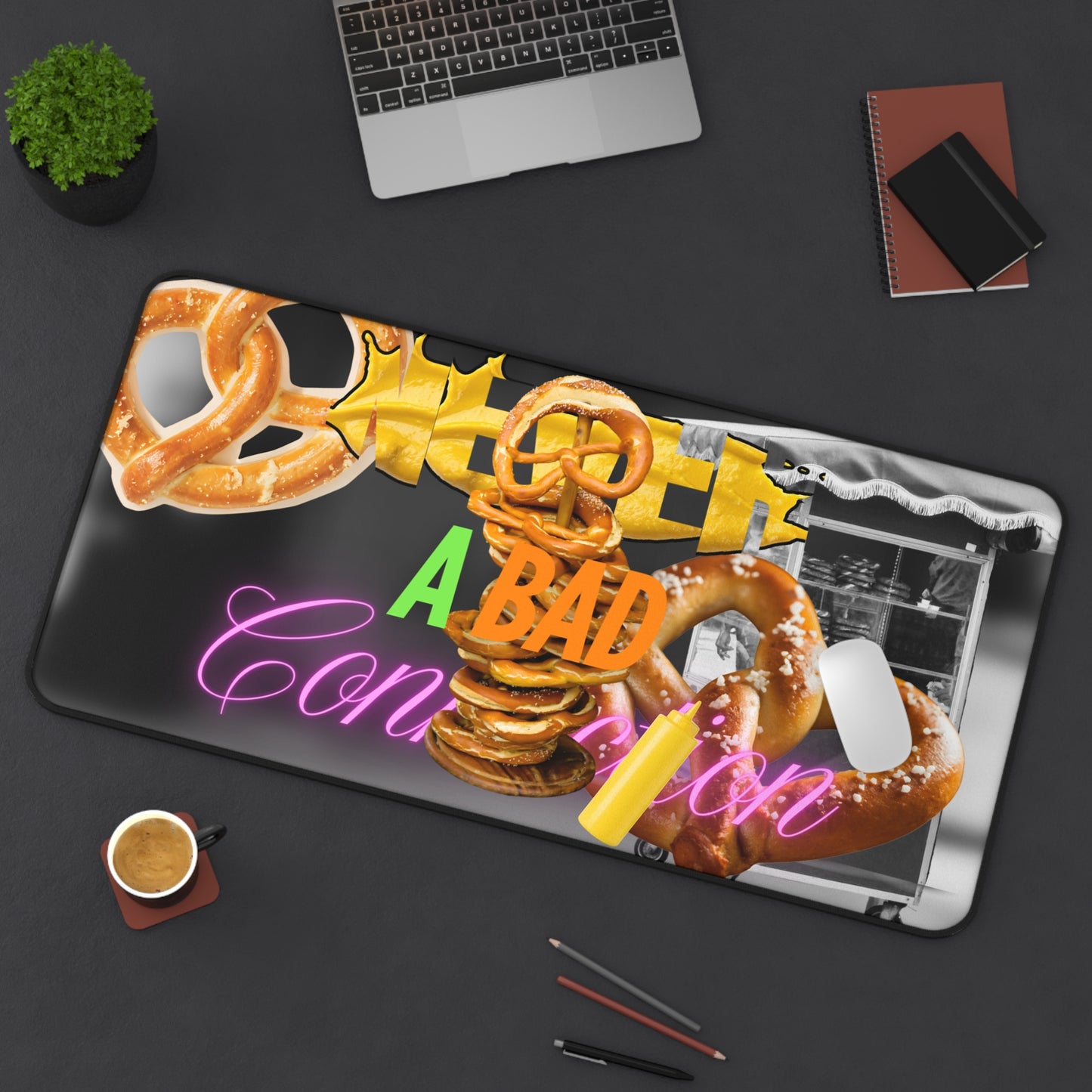 Neoprene Desk Mat – Never a Bad Connection Pretzel Stack