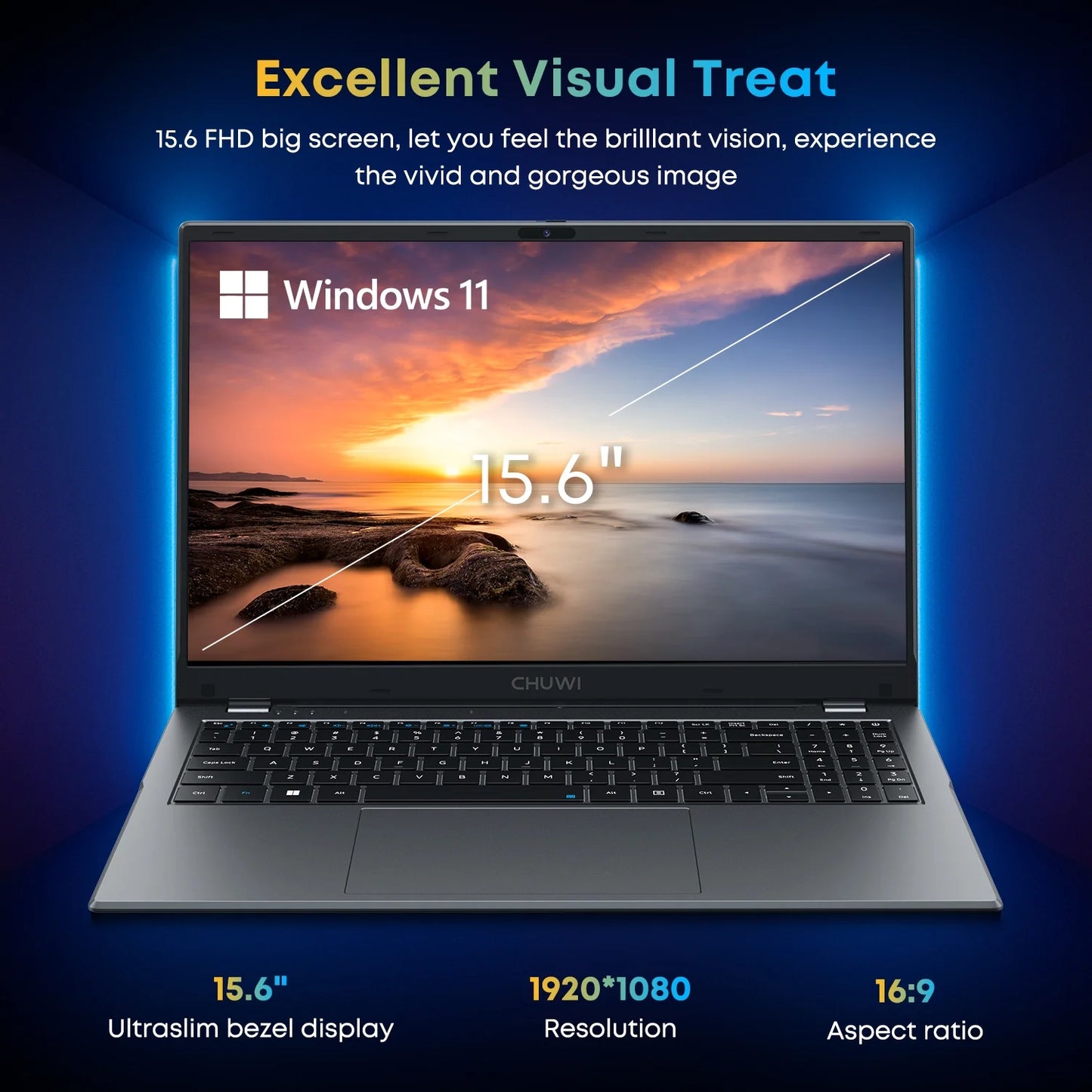 Herobook plus 15.6" Laptop,256Gb SSD 8G Ram,Windows 11 Bussiness Notebook Computer Pc,Intel Celeron N4020 Processor,1920X1080