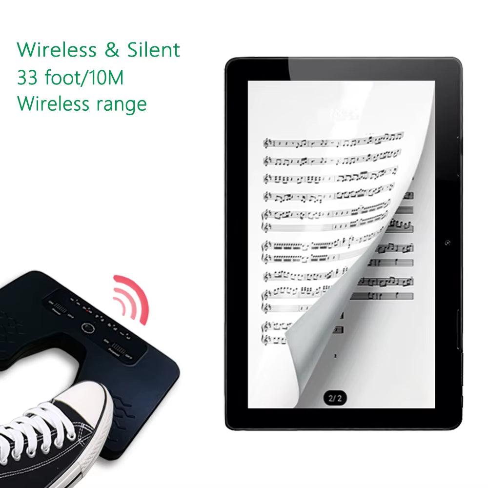 Wireless Foot Pedal Double Switch Music Page Turner for Ios Android Windows Tablets Smartphones Rechargeable Anti-Skid