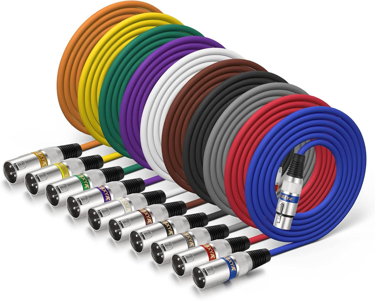 XLR Cable 6 Ft Short 10 Color Packs - Mic Cable with XLR Male to Female Patch Cable,