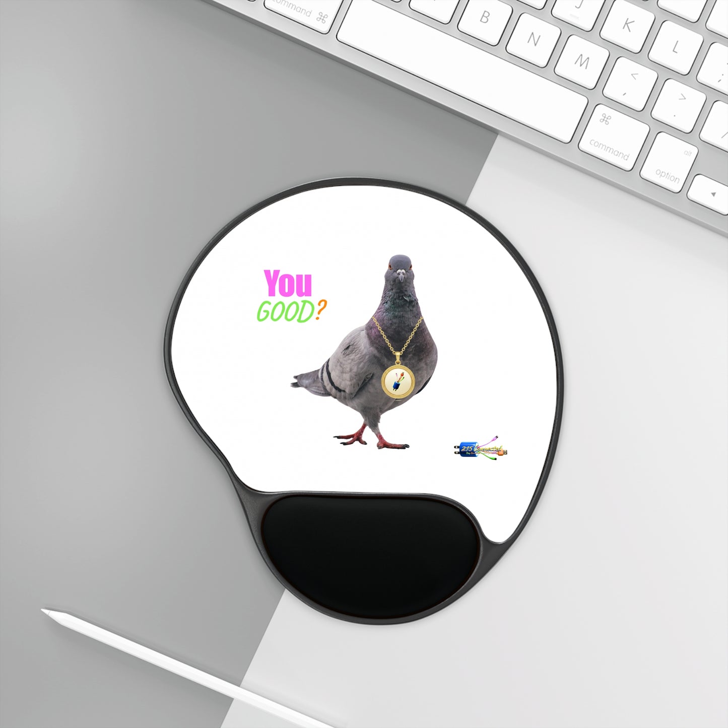 Ergonomic Mouse Pad with Wrist Rest – You Good? Pigeon Design