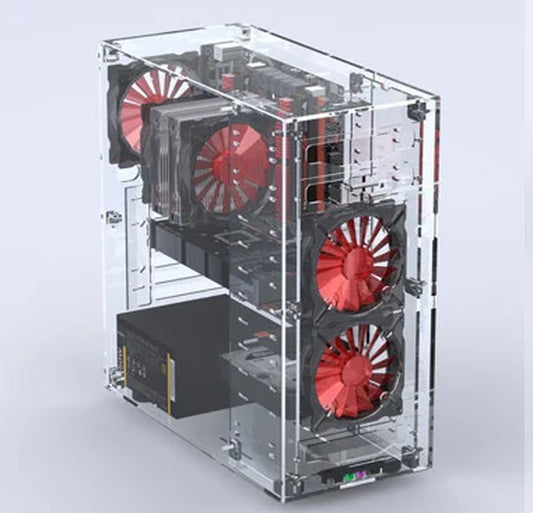 DIY Acrylic Computer Case Customized Full Transparent ATX Vertical Desktop Case Support MATX ITX Motherboard with USB3.0 Port