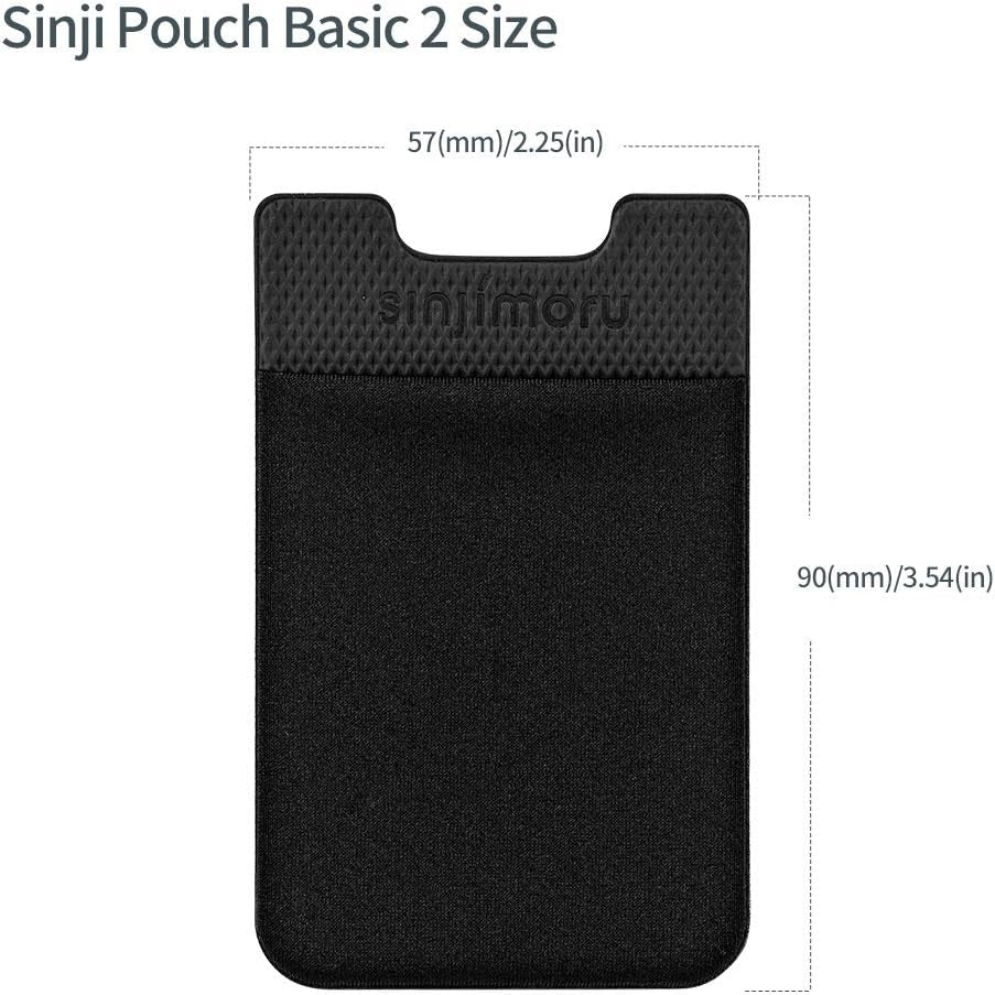 Basic Cell Phone Wallet Stick On, Card Holder for Back of Phone Working as Adhesive Stretchy Iphone Wallet. Sinji Pouch Basic 2 Black