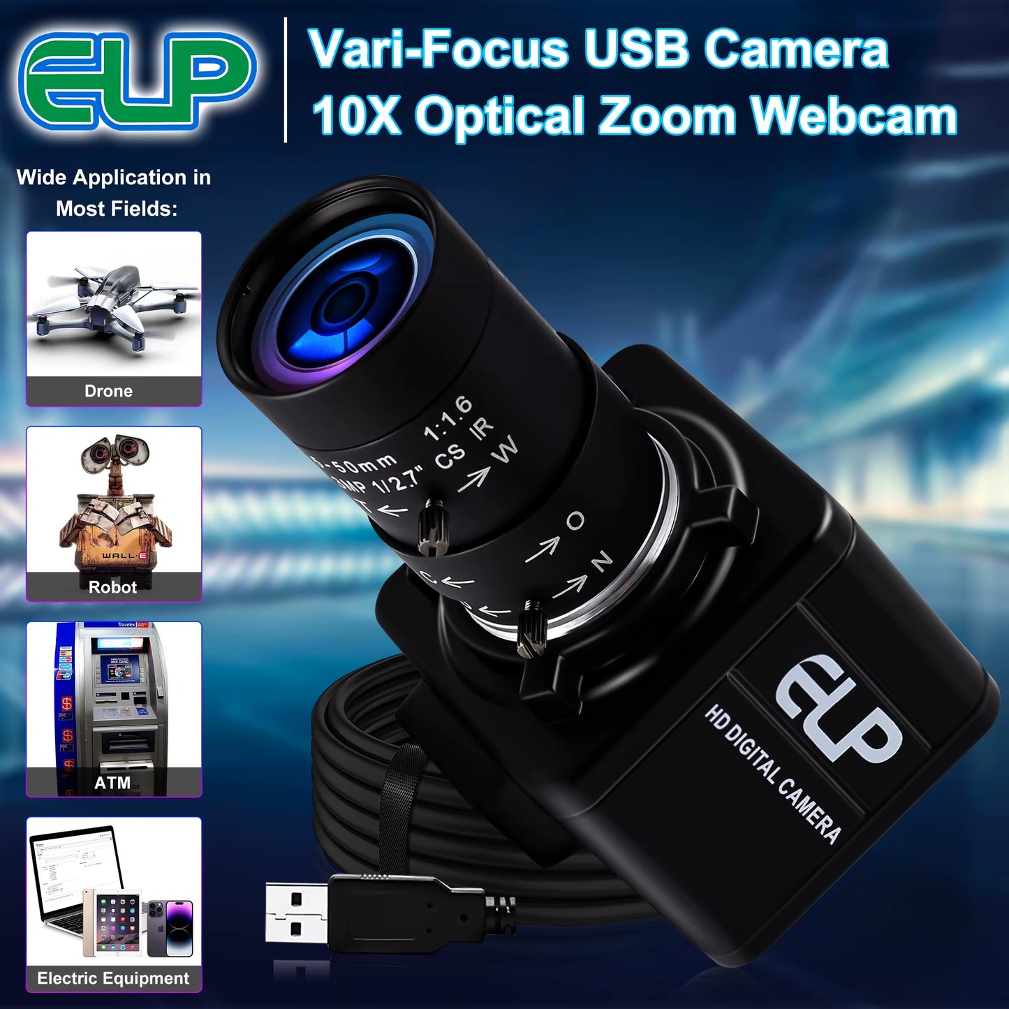 16MP Webcam 4656X3496 Ultra HD Web Camera IMX298 UVC 10X Zoom Mini USB Camera for Industrial Inspection, Photograph,Security