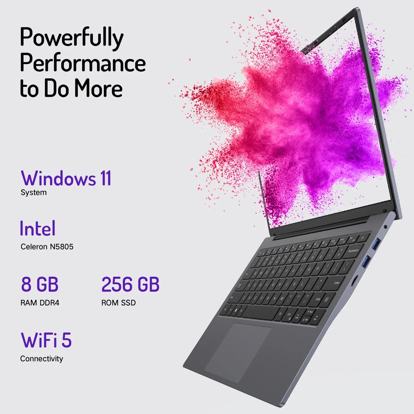 14" Windows 11 Laptop 8GB+256GB Computer with 2-Core Intel Celeron 5805, 1920*1200 Fhd,Wi-Fi, Bluetooth,Camera