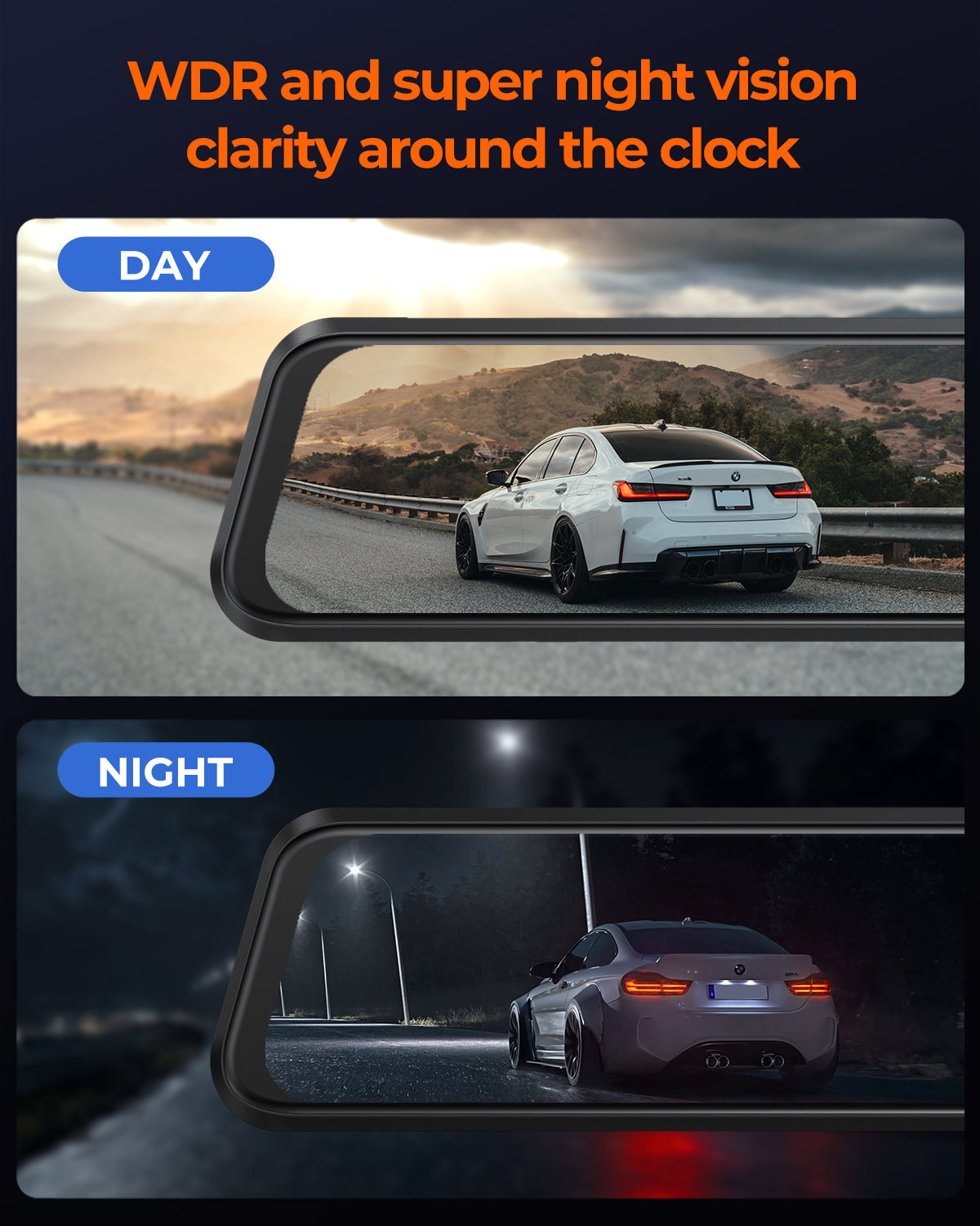 M4 Quad Mirror Dash Cam - 12" Touchscreen with 1080P 4-Camera System