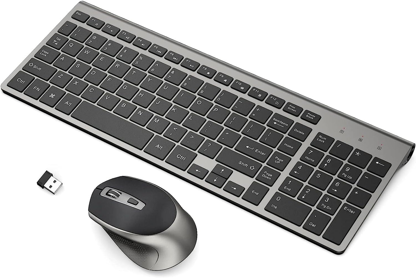 Wireless Keyboard Mouse Combo, 2.4G Ergonomic Computer Keyboard,Ergonomic Wireless Mouse for Pc,Windows, Laptop, Desktop, Chromebook,Mac-Grey