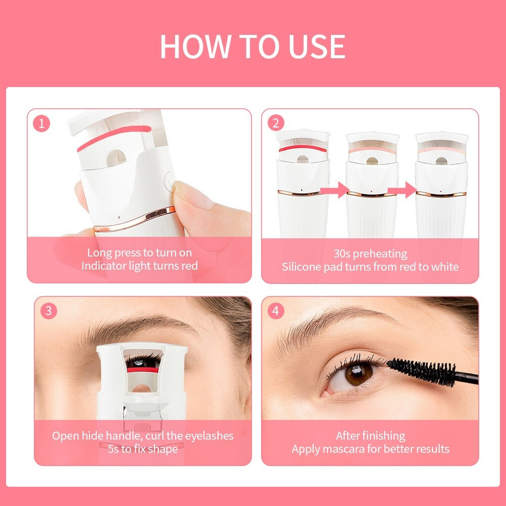 Electric Smart Heated Eyelash Curler Makeup Long Lasting Lashes Curl Beauty Tool