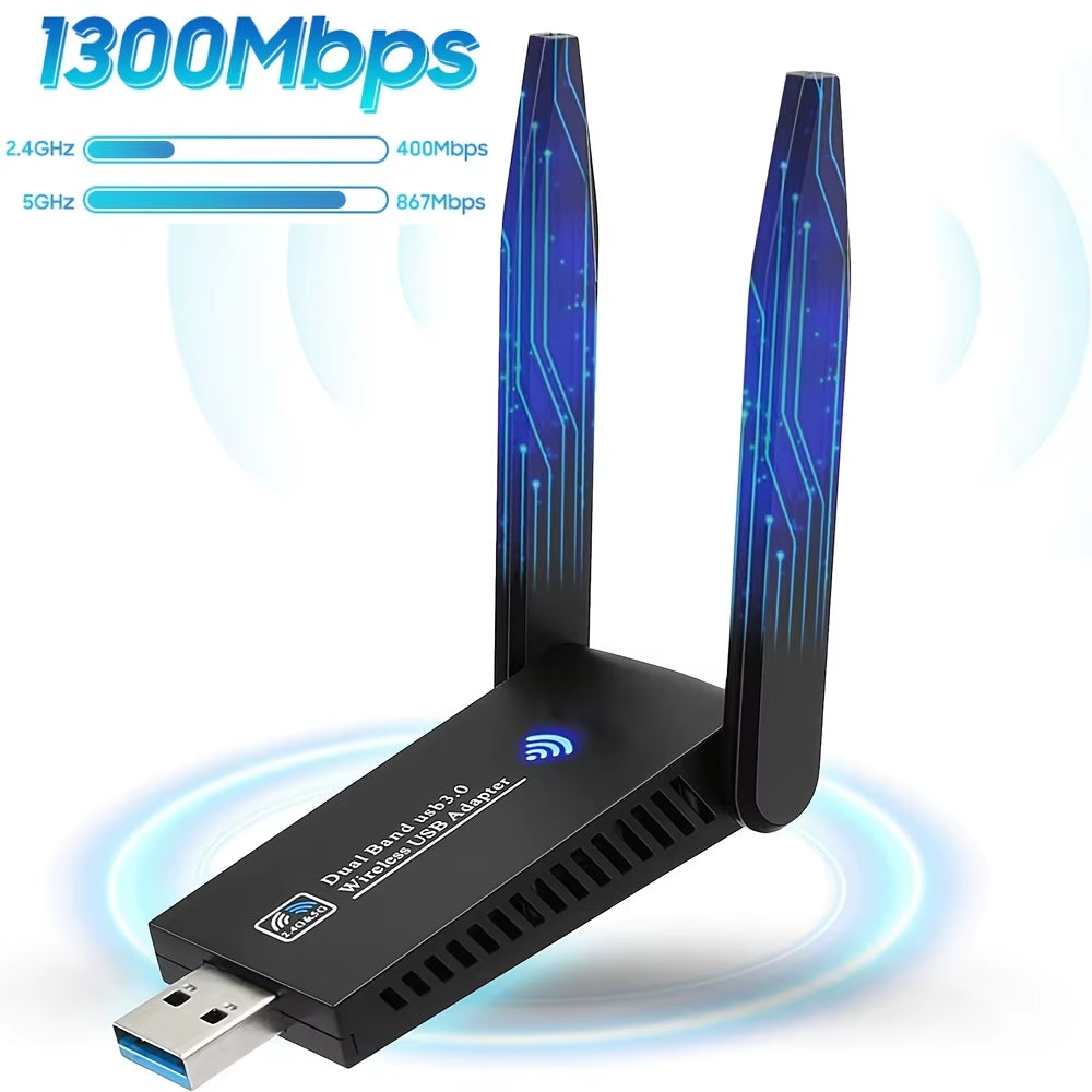 1300M Wireless Network Card USB Win10 Drive-Free Network Card Wifi Receiver Transmitter, Wireless Connectivity