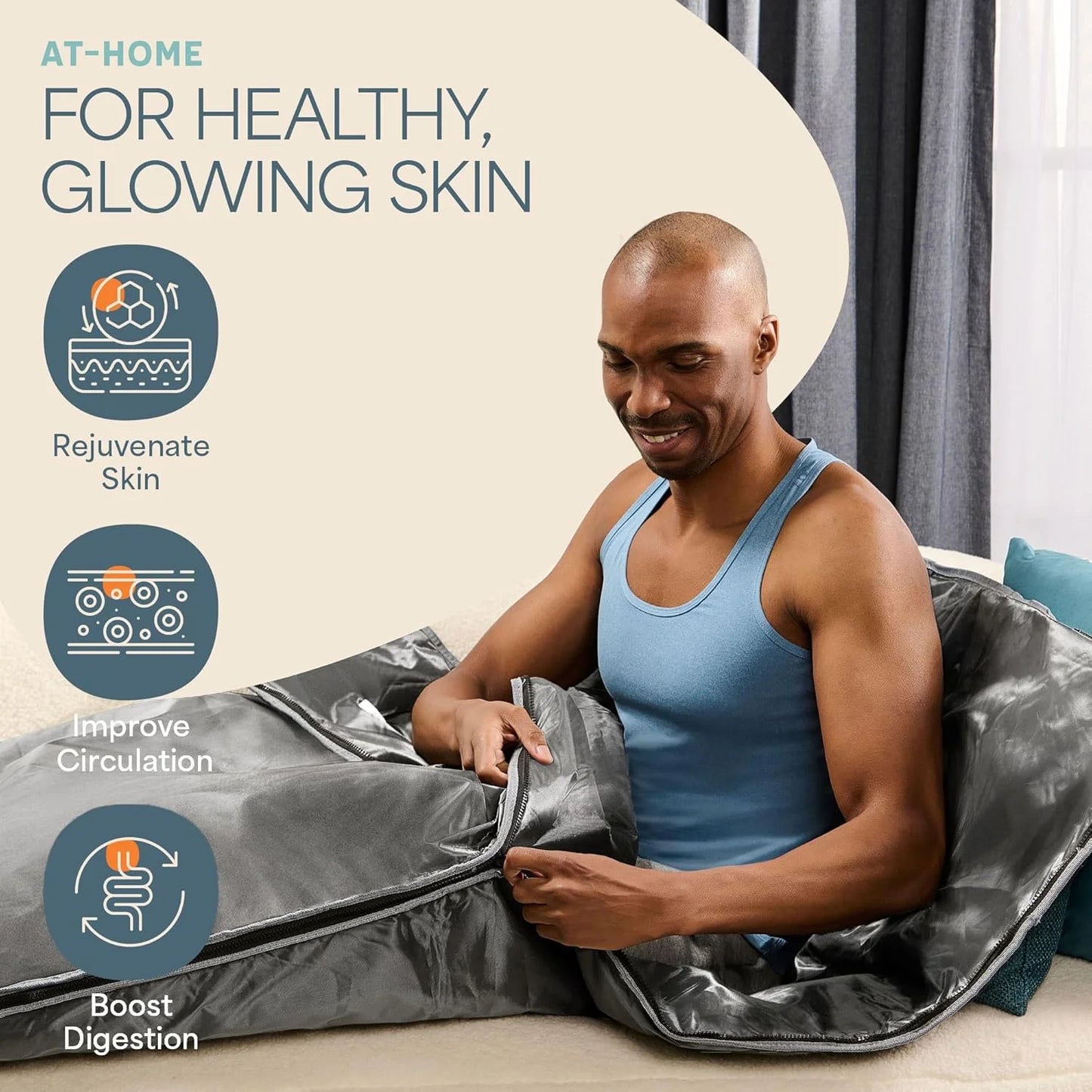 Bioremedy Far-Infrared Sauna Blanket, Portable Heat Wrap for Relaxation - Gray