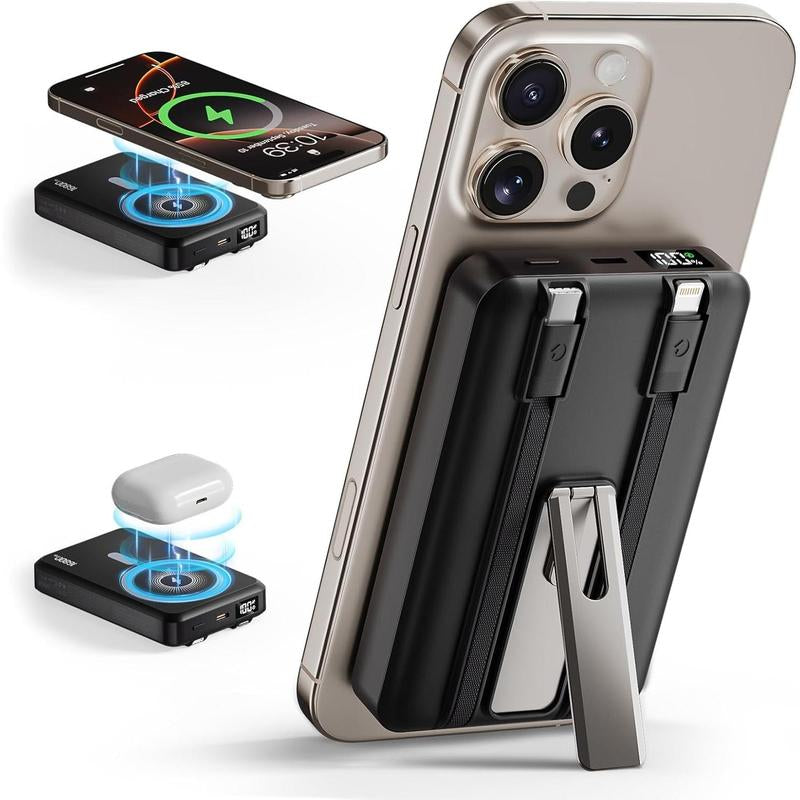 16800mAh Portable Charger: Built-in Cables & LED for iPhone/Android