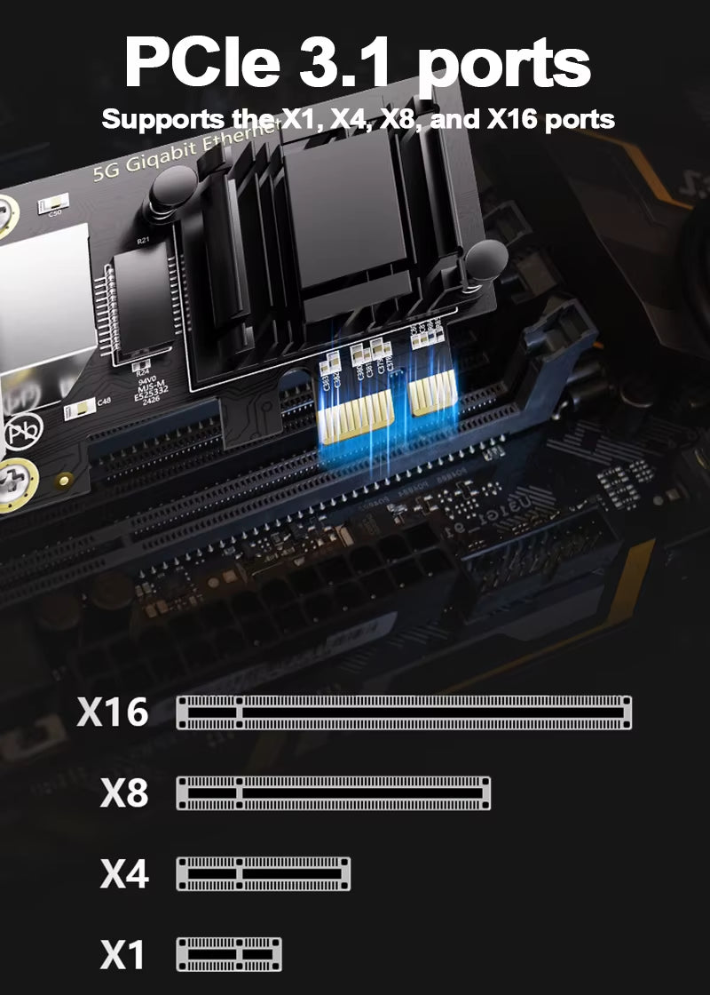 5Gbps Pcie to RJ45 Network Card RTL8126 Chip Gigabit Ethernet PCI Express Network Card for Desktop