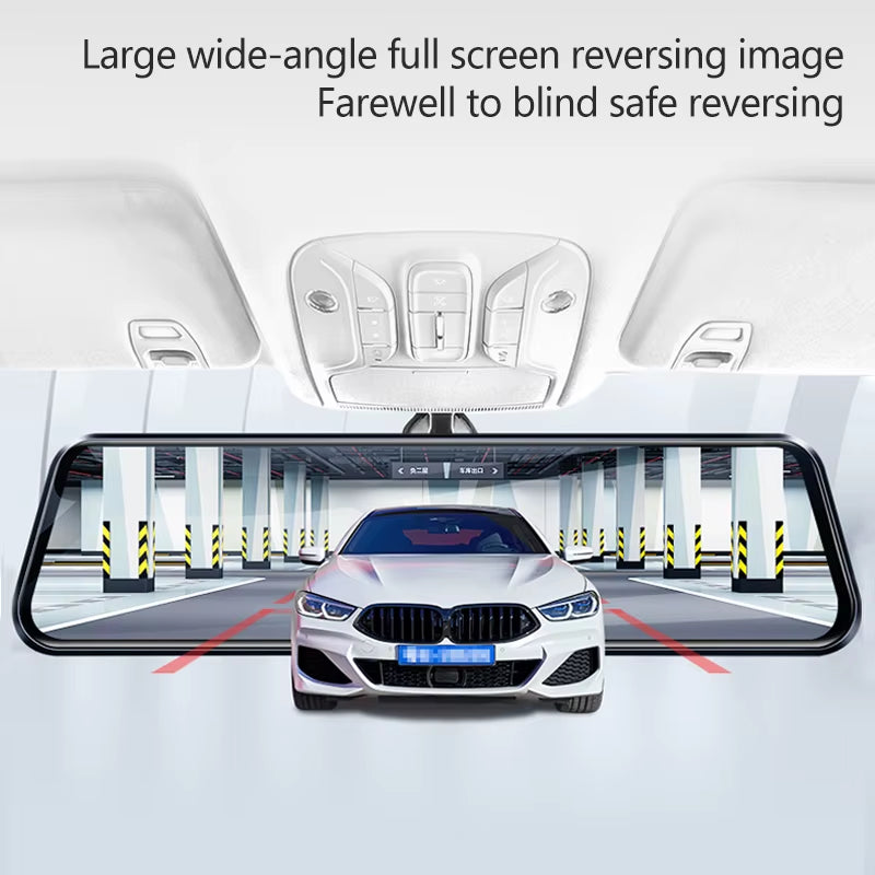 10-Inch for Car Touch Screen Video Recorder Rearview Mirror Dash Cam Front and Rear Camera Mirror DVR (Rear Camera Optional)