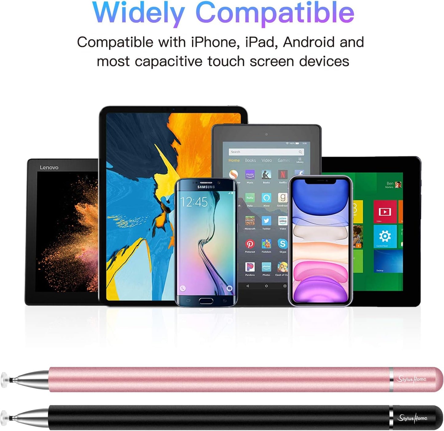 Stylus for Ipad (2 Pcs), Magnetic Disc Universal Stylus Pens Touch Screens for Apple/Iphone/Ipad Pro/Mini/Air/Android/Microsoft/Surface All Capacitive Touch Screens - Black/Rose Gold