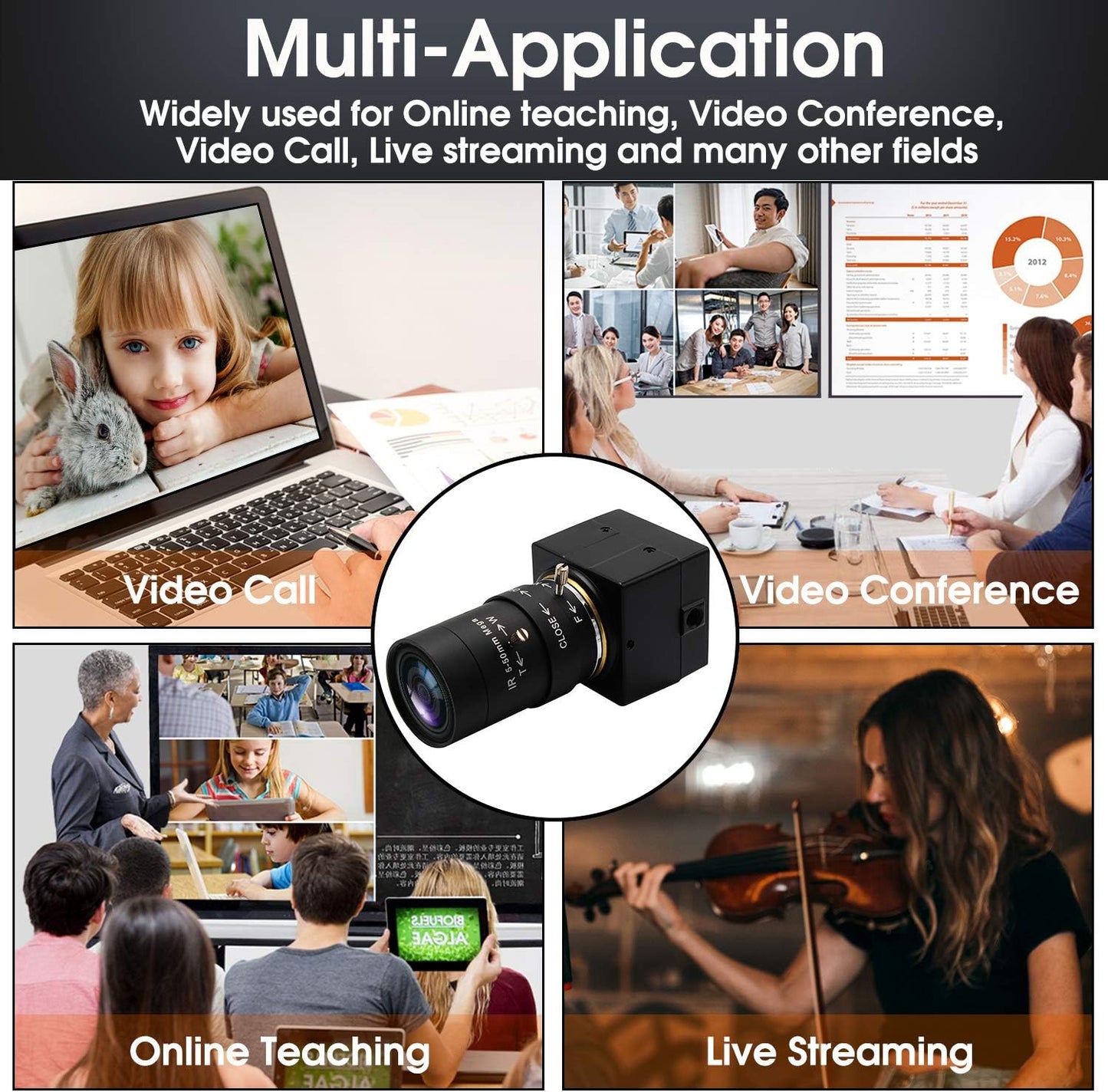 USB Webcam with Zoom Lens 5-50Mm, 10X Optical Zoom Manual Focus,High Resolution 3264X2448,Sony IMX179 Sensor,Usb HD Computer Camera for Windows MAC Linux Android