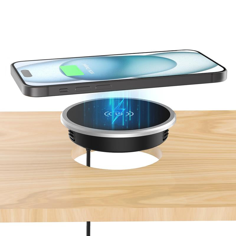 15W In-Desk Magnetic Wireless Charger: iPhone 16 Pro Max to 12 & AirPods