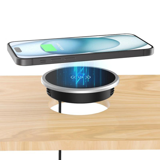 15W In-Desk Magnetic Wireless Charger: iPhone 16 Pro Max to 12 & AirPods