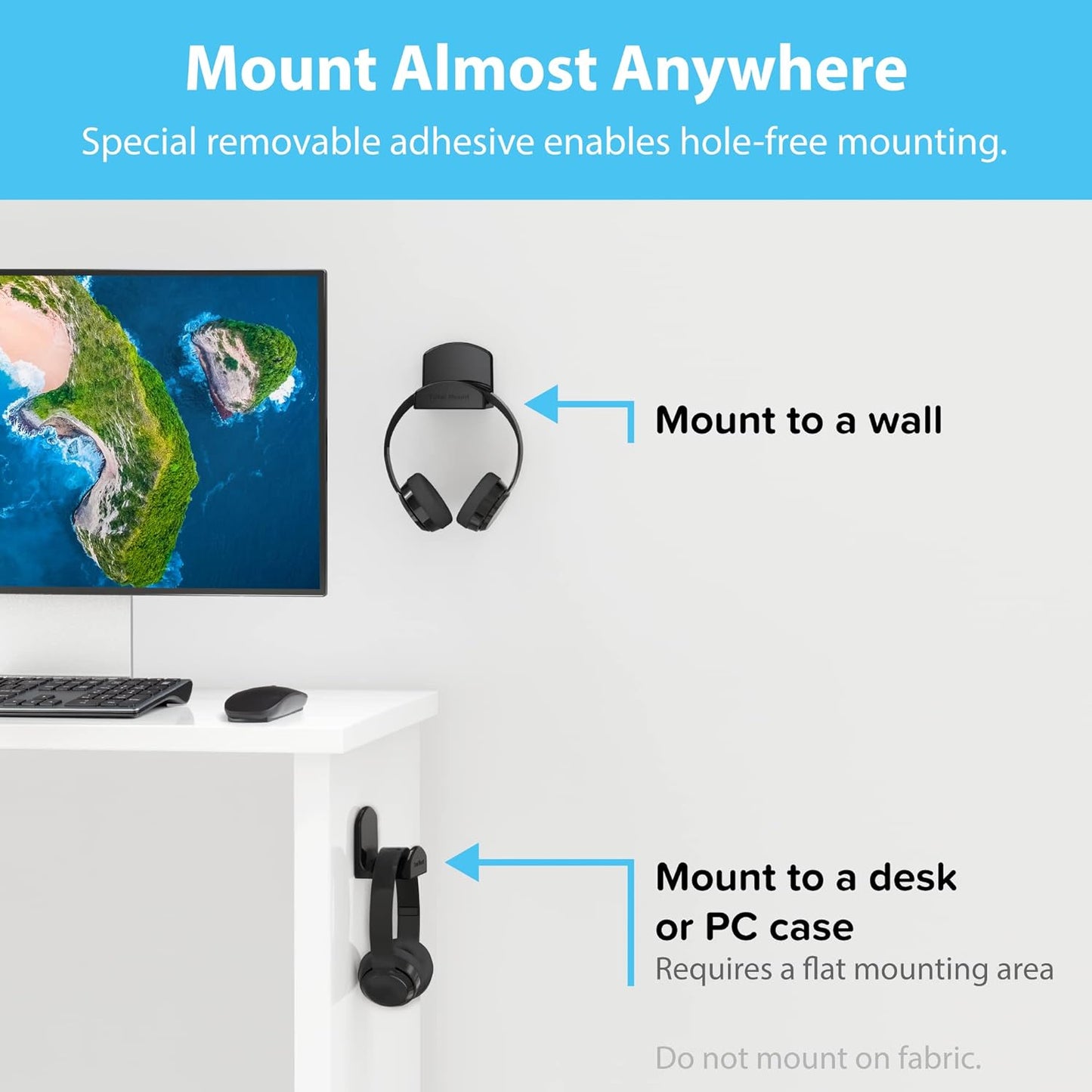 Headphone Hanger with Removable Adhesive