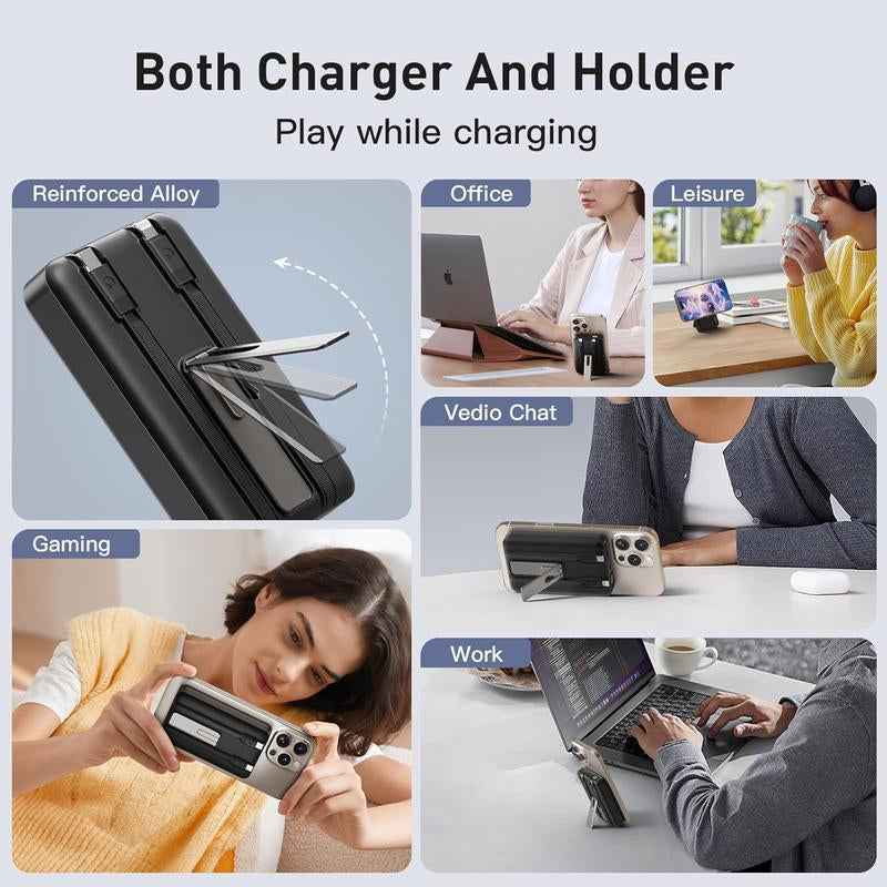 16800mAh Portable Charger: Built-in Cables & LED for iPhone/Android
