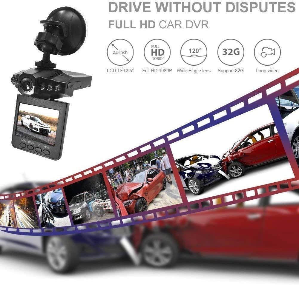 2.5" Wide Angle Car Dash Cam - HD Video Recording for Vehicle Safety