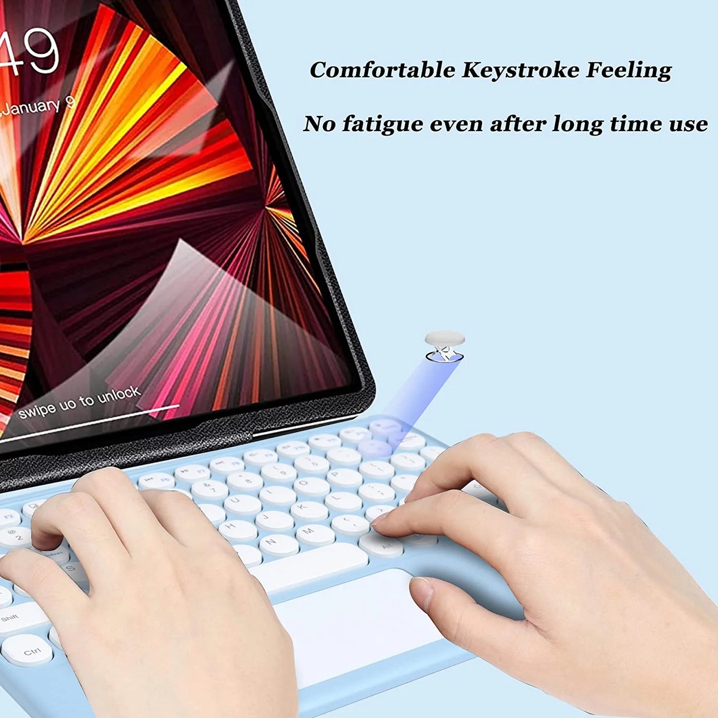 Wireless Bluetooth Keyboard with Touchpad for Ipad, Portable Mini Small Universal Rechargeable 10 Inch Ultra-Slim Wireless Keyboard for Tablet Smartphone PC Computer Laptop Windows Android Ios