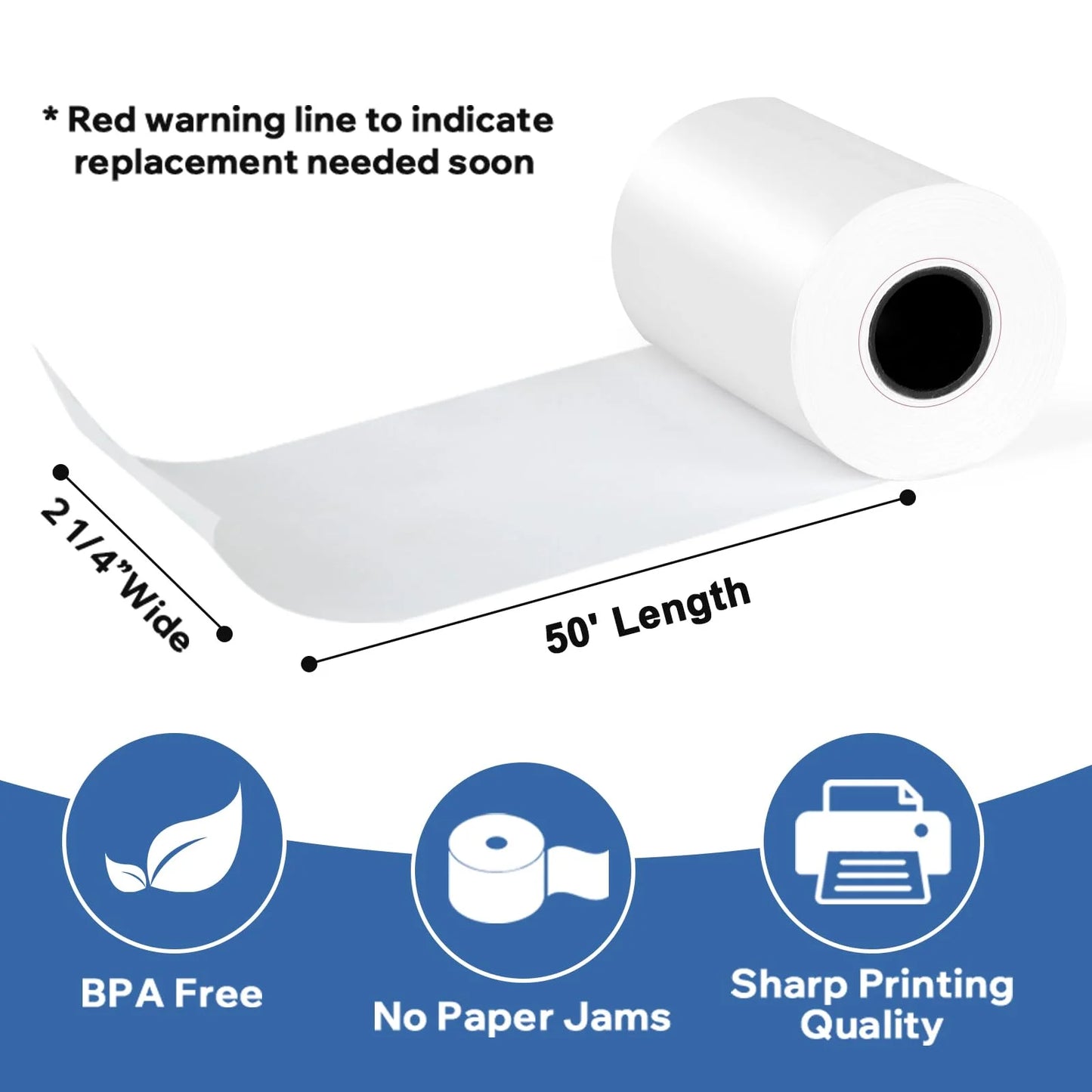 2 1/4" X 50' Thermal Receipt Paper Rolls 50 Rolls, Cash Register Paper, BPA Free Receipt Paper