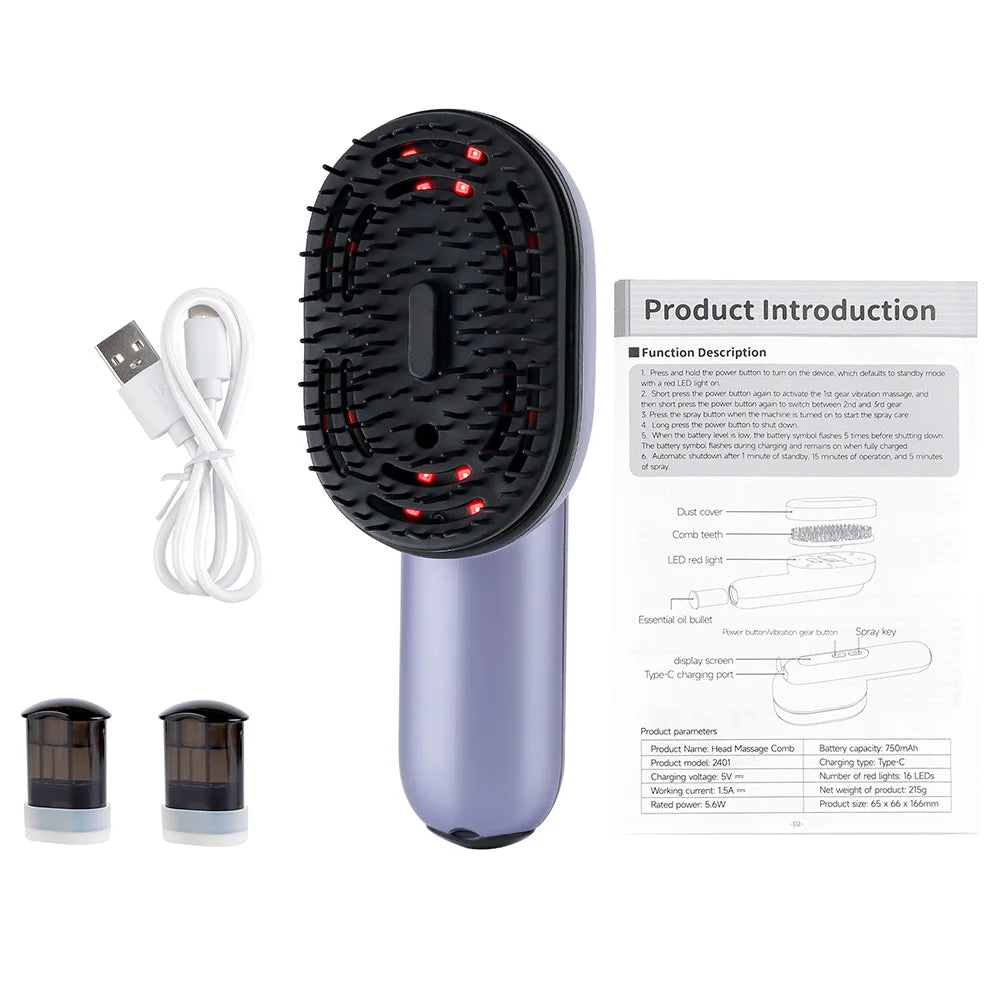 Hair Care Spray Massage Comb Vibration Scalp Massage Hairbrush Head Massager Hair Sprayer Atomizing Brush Hair Oil Applicator