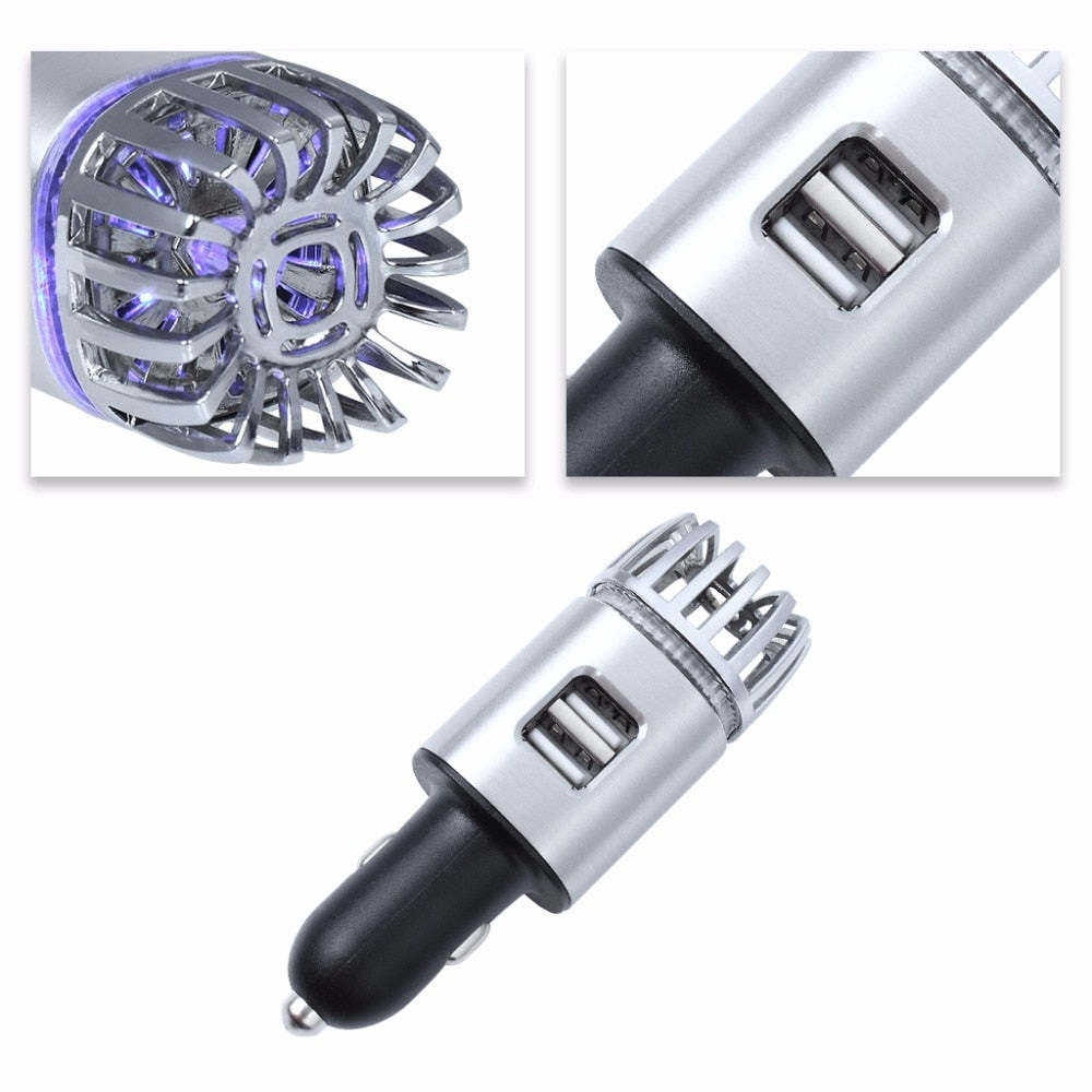 Car Air Purifier with Dual USB Charger – Ionic Freshener