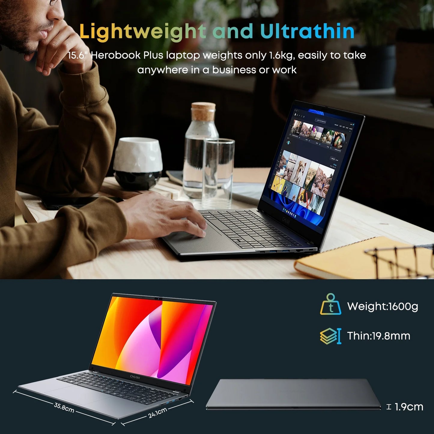 Herobook plus 15.6" Laptop,256Gb SSD 8G Ram,Windows 11 Bussiness Notebook Computer Pc,Intel Celeron N4020 Processor,1920X1080