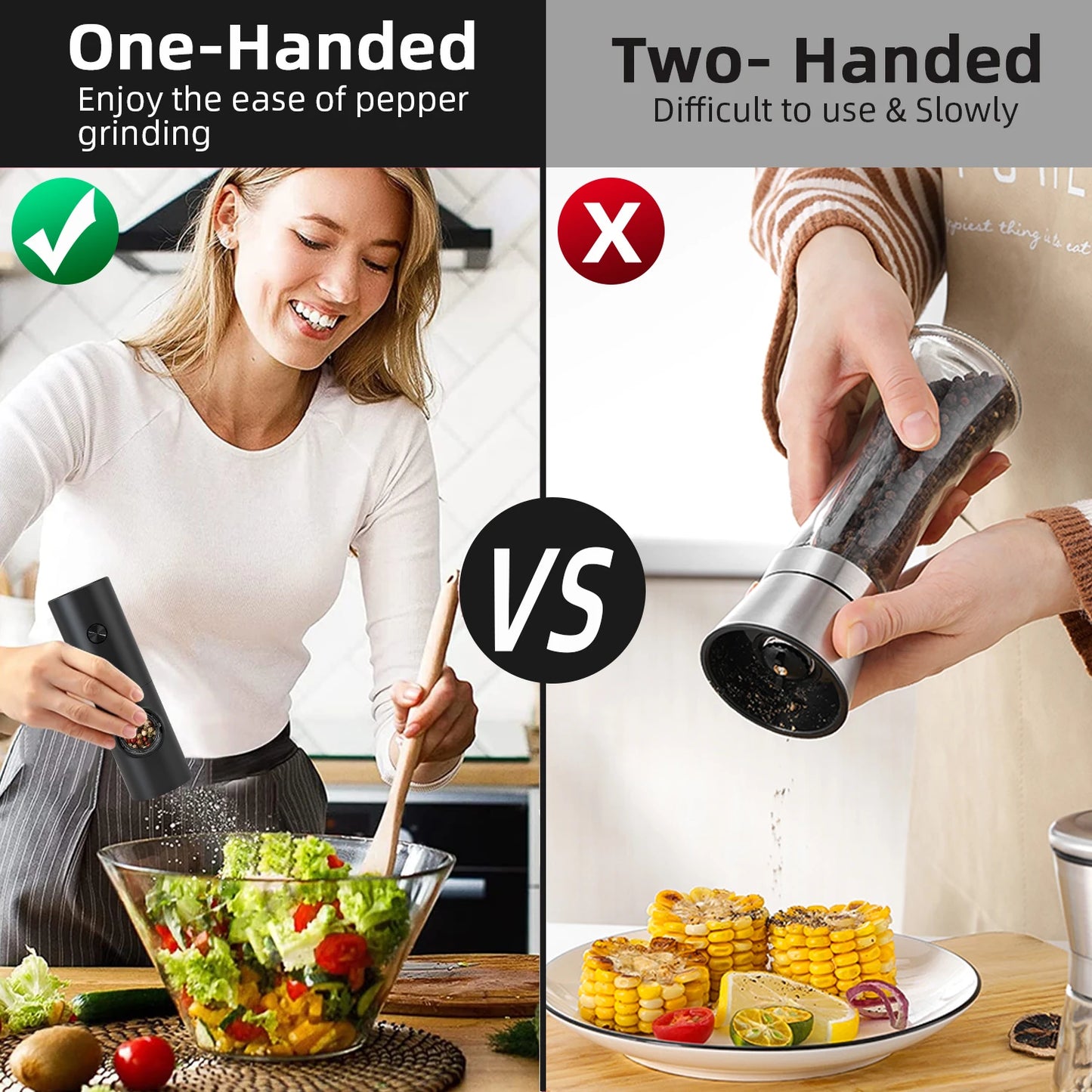 Rechargeable Electric Salt & Pepper Grinder Set