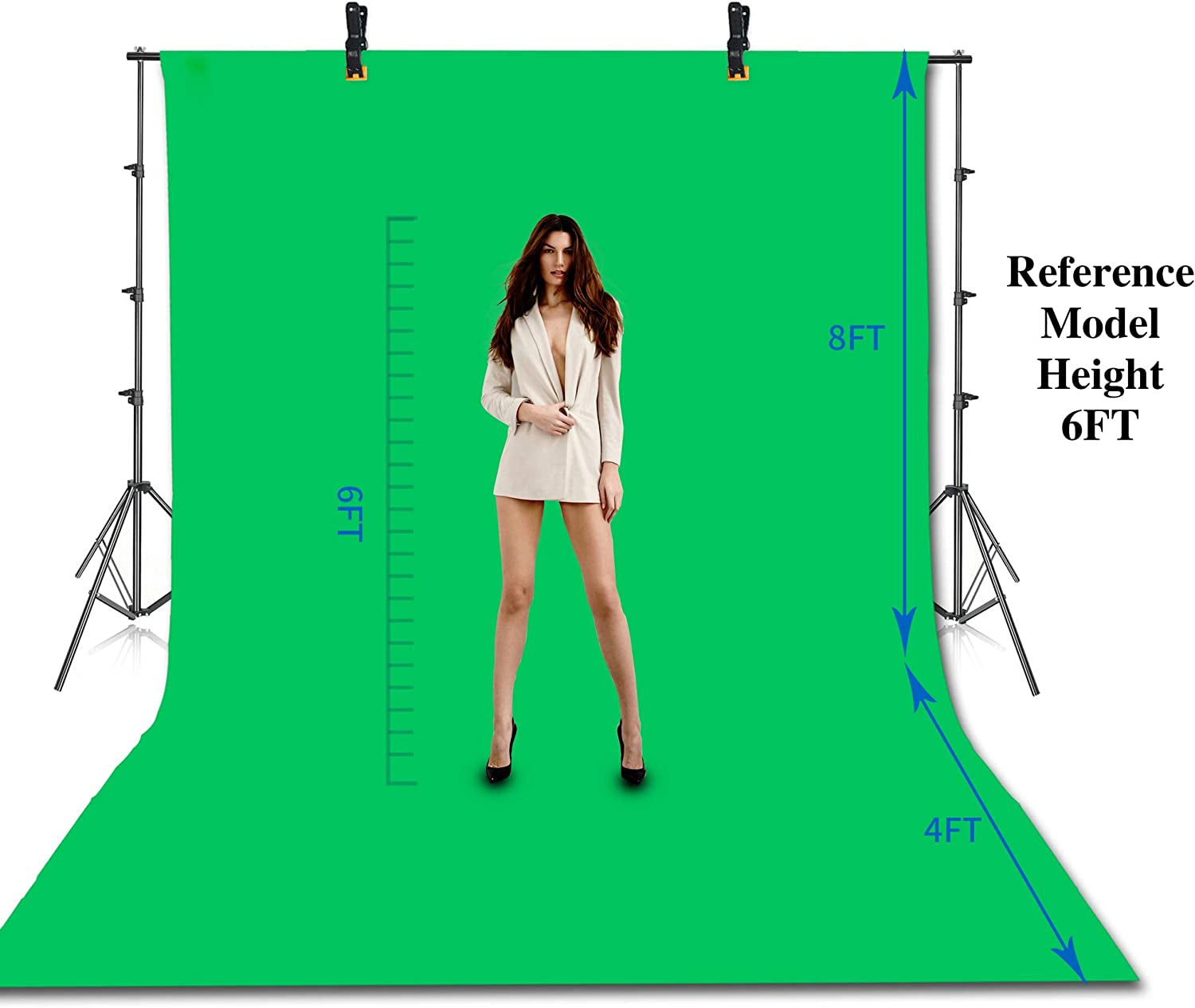 Professional Photography Background Support System: 8.5x10ft Stand & 10x12ft Green Screen
